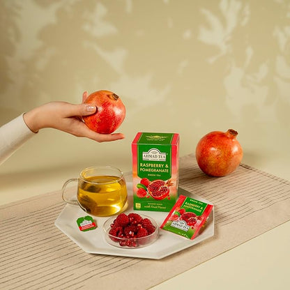 Ahmad Raspberry & Pomegranate Flavoured Green Tea with Fruit Pieces 20 Bags