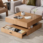 Load image into Gallery viewer, LED Coffee Table for Living Room, 2-Tier Living Room Table Square Center Table, Modern Coffee Tables with Storage, Middle Wooden Tea Tables for Home Office (Walnut)