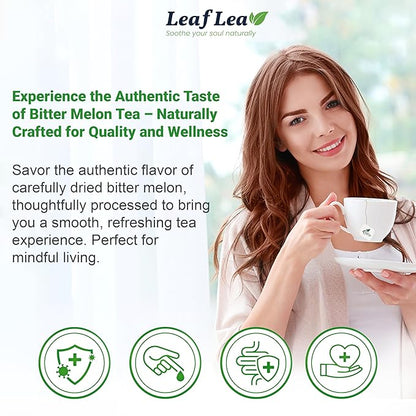 LeafLea 80 Bitter Melon Tea Bags, Premium Dried Momordica Charantia (Melon Amargo, Gohyah) Herbal Fruit Tea | Supports Wellness and Digestion | Caffeine-Free, Sugar-Free, Vegan, Pack of 2