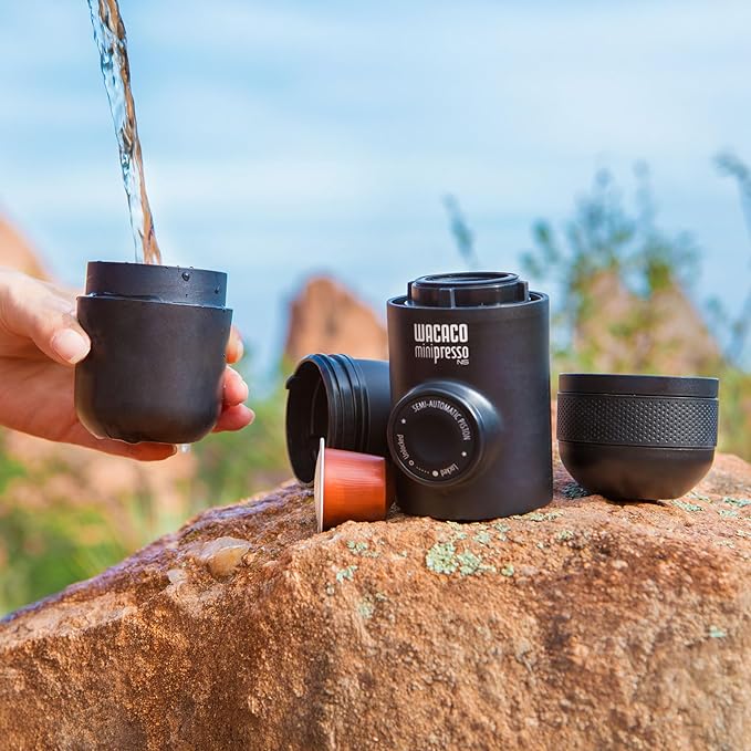 WACACO Minipresso NS, Portable Espresso Machine, Compatible Original NS Capsules, Travel Coffee Maker, Manually Operated from Piston Action