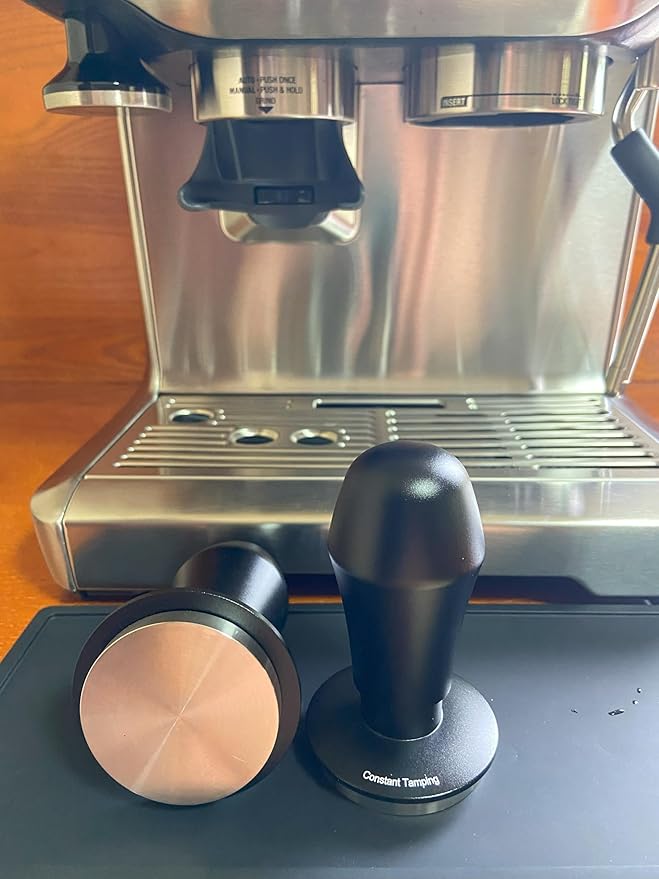 54mm Espresso Tamper 30lbs Calibrated Coffee Tamper Stainless Steel Base Hand Tamper for 54mm Bottomless Portafilter Tamper for Espresso Machine-Flat Base, Black
