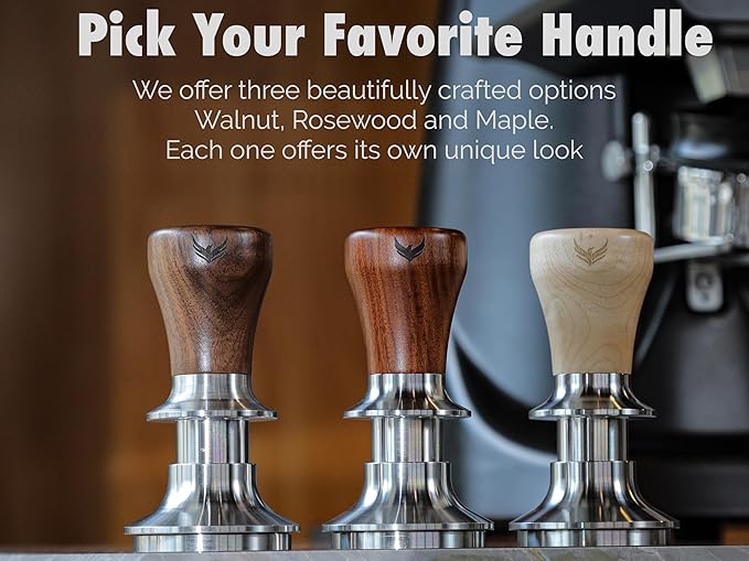 Spring Loaded 54mm Espresso Tamper Compatible With Breville Machines Maple Handle, Auto-Leveling With Stainless Steel Ripple Base Premium Coffee Tamper