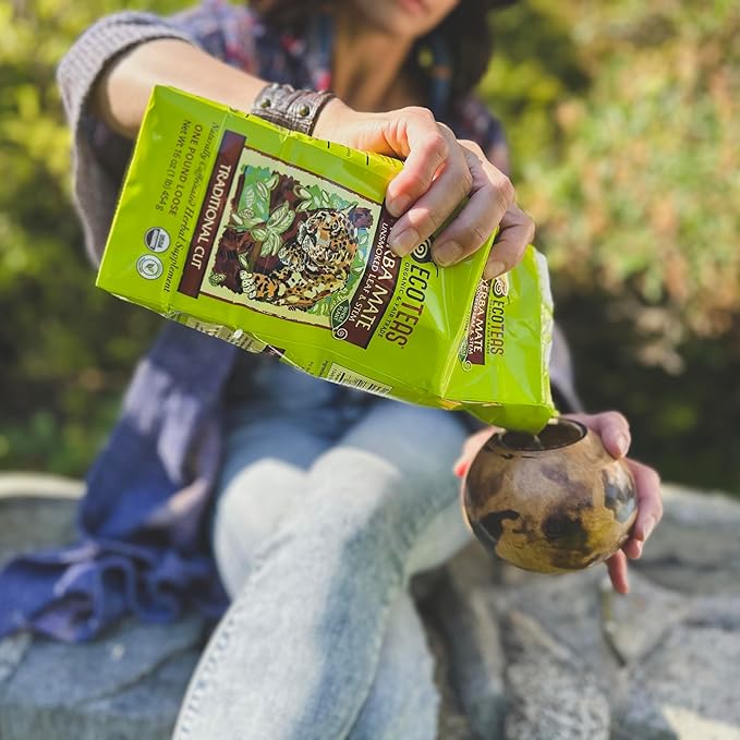 ECOTEAS Organic Yerba Mate Loose Leaf Tea – Unsmoked Detox Herbal Tea for Natural Energy – Coffee Alternative - Kosher, Non-GMO, Gluten-Free - Traditional Cut, 1 lb (Pack of 1)