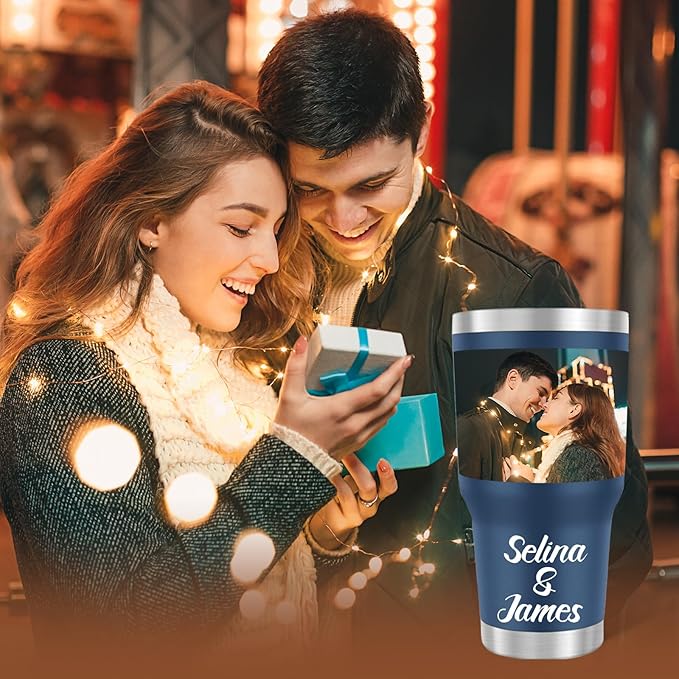 Personalized Tumbler with Pictures/Text- Custom Coffee Mug Cup 30 Oz with Lid - Customized Employee Appreciation Gifts - Christmas Gifts for Men Women - Customized By Enterprise (30 Oz-Print)