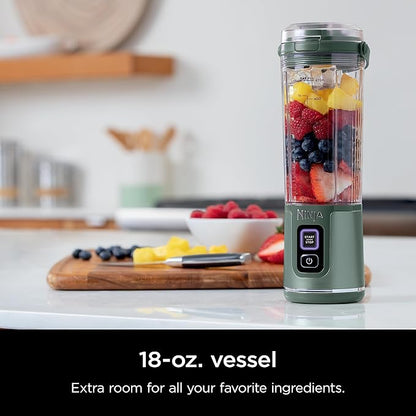 Ninja BC151EM Blast Portable Blender, Cordless, 18oz. Vessel, Personal Blender-for Shakes & Smoothies, BPA Free, Leakproof-Lid & Sip Spout, USB-C Rechargeable, Dishwasher Safe Parts, Forest Green