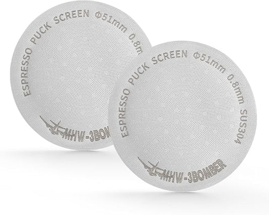 MHW-3BOMBER 51mm Espresso Puck Screen 2 Packs Metal Coffee Filter Reusable Espresso Filters for 51mm Portafilter Basket 0.8mm Thickness FG7008S-OS