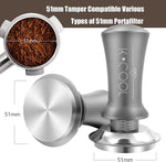 Load image into Gallery viewer, K COOL 51mm Coffee Espresso Tamper, Premium Barista Tools, Calibrated Spring Tamper, 100% Stainless Steel Flat Base Tamper with Scale Mark for Espresso Machine (Silver)