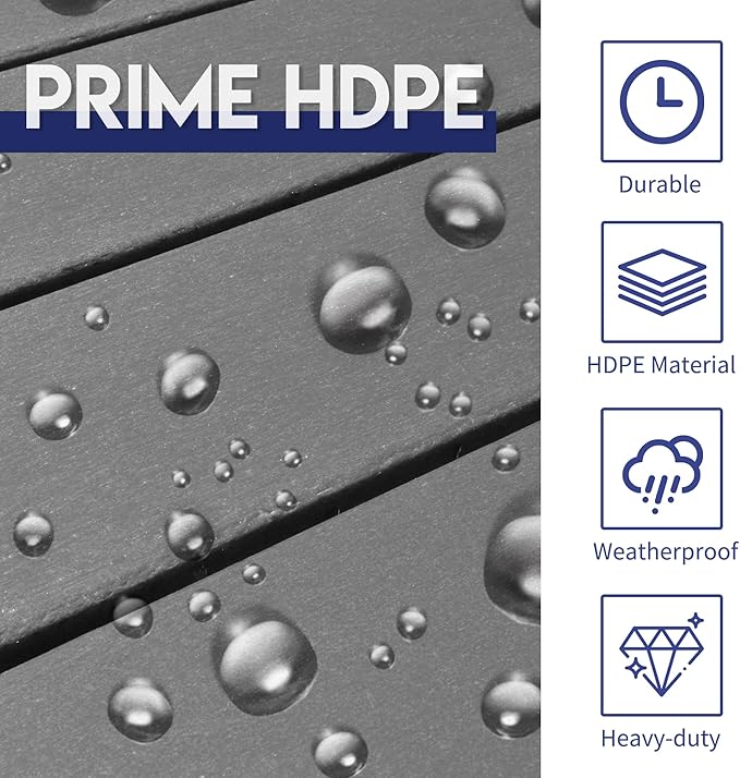 LZRS Outdoor Side Table - 2-Tier Adirondack HDPE Patio End Table for Pool, Porch,Balcony & Backyard,Weather Resistance for Indoor and Outdoor use(Grey)