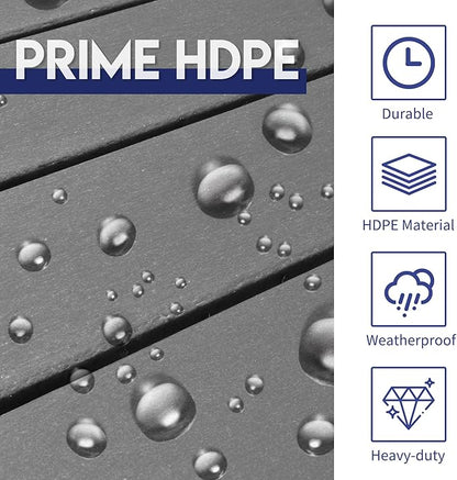 LZRS Outdoor Side Table - 2-Tier Adirondack HDPE Patio End Table for Pool, Porch,Balcony & Backyard,Weather Resistance for Indoor and Outdoor use(Grey)