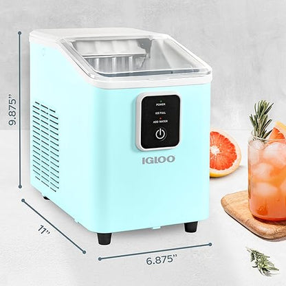 Igloo Self-Cleaning Countertop Ice Maker - Compact and Portable - Creates 26 lbs. Per Day, 8 Pieces Ready Every 7-8 Minutes - Includes Ice Scoop and Basket - Aqua