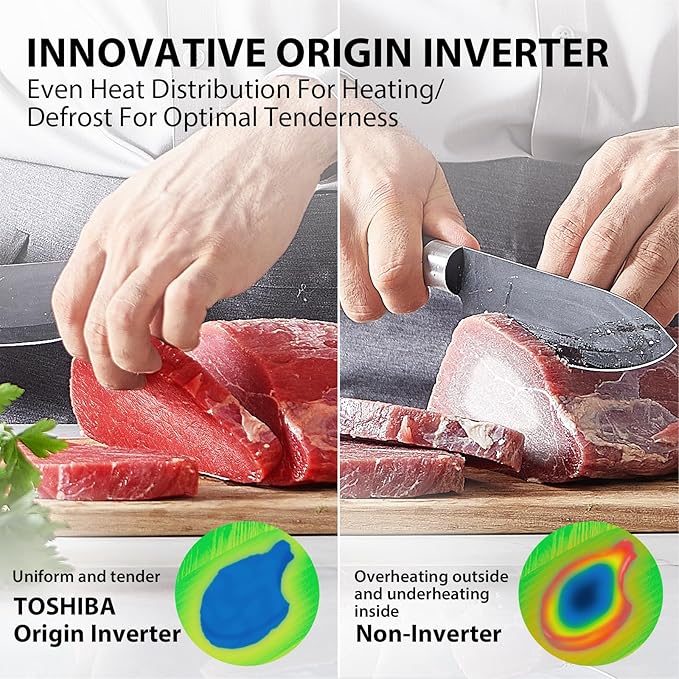 TOSHIBA ML-EM45PIT(BS) Countertop Microwave Oven with Inverter Technology, Kitchen Essentials, Smart Sensor, Auto Defrost, 1.6 Cu.ft, 13.6" Removable Turntable, 33lb.&1250W, Black Stainless Steel