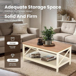Load image into Gallery viewer, PHI VILLA Farmhouse Coffee Table for Living Room, White Coffee Tables with Storage Rustic Style Modern End Table Set