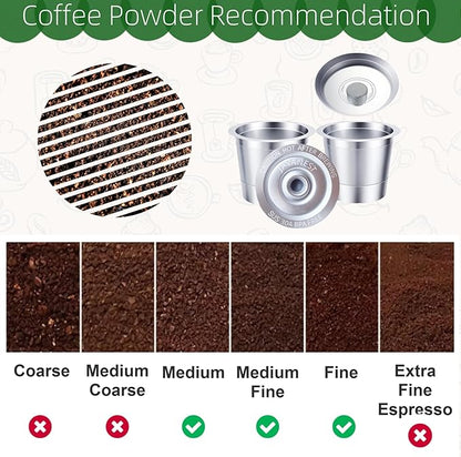 6 Pack Reusable K Cups with Stainless Steel Scoop – 304 Stainless Steel Coffee Pods Compatible with Keurig 1.0, Eco-Friendly Refillable Filter Set