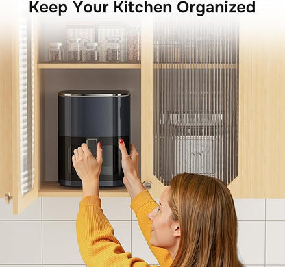 Simple Deluxe Air Fryer - 6.34 QT Digital Airfryer with Visible Window, 12 Presets Functions, Nonstick and Dishwasher-Safe Basket, 1700W, Gray