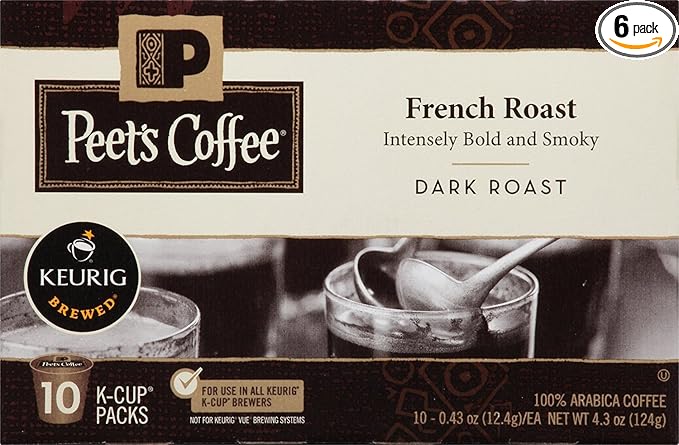Peet’s Coffee French Roast K-Cup Coffee Pods for Keurig Brewers, Dark Roast,10 Count (Pack of 6)