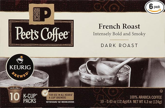 Peet’s Coffee French Roast K-Cup Coffee Pods for Keurig Brewers, Dark Roast,10 Count (Pack of 6)