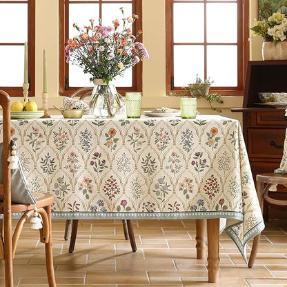 Designer Linen Extra Long Rectangle Tablecloth,Western Colorful Floral Indoor Table Cloth,Wrinkle Resistant Decor Tablecloths for Dining Thanksgiving Kitchen,63"*110"-Serenity B