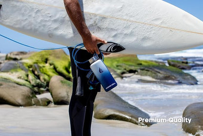 HYDRO CELL Stainless Steel Insulated Water Bottle with Straw - For Cold & Hot Drinks - Metal Vacuum Flask with Screw Cap and Modern Leakproof Sport Thermos for Adults (Navy/White 32oz)