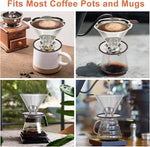 Load image into Gallery viewer, Pour Over Coffee Dripper Pour Over Coffee Filter, Cone Stainless Steel Reusable Paperless Double Layer Mesh Cup Metal Fine Mesh Strainer Slow Drip Portable with Stand &amp; Cleaning Brush Camping