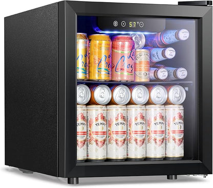 Kismile 1.3 Cu.ft Beverage Refrigerator and Cooler,12 Bottle 48 Can Mini Fridge Glass Door, Digital Temperature Display for Soda, Beer or Wine, Small Drink Dispenser Cooler for Home, Office, Bar