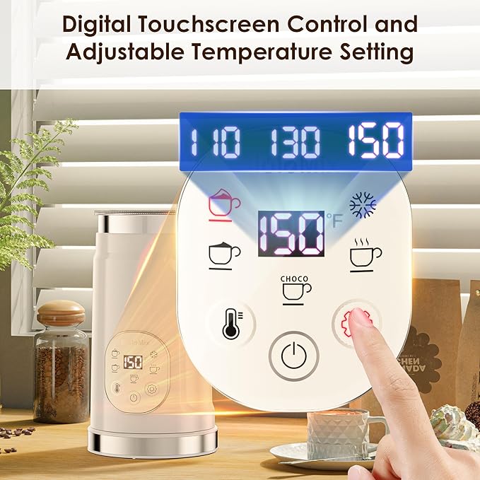 BioloMix Electric Milk Frother 4 in 1 Automatic Hot and Cold Milk Frother Warmer for Milk Latte Foam Maker Hot Chocolates Cappuccino (White)