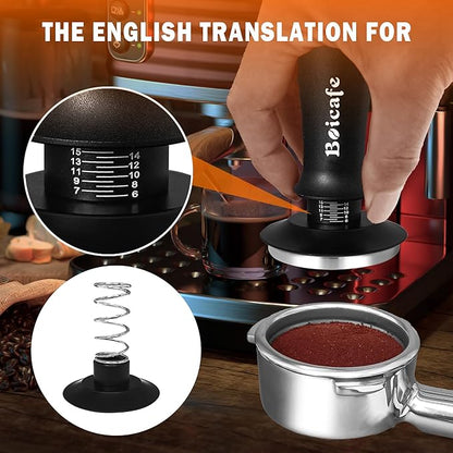 22 PCS Espresso Accessories Kit, 58mm Spring Loaded Calibrated Espresso Coffee Tamper Set with Tamper Mat, WDT Tool, Latte Art Kit, Frothing Pitcher and Towel for Coffee Making (58mm)