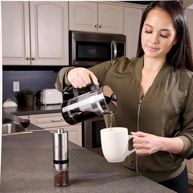 Manual Coffee Grinder (32g Capacity), Hand Coffee Grinder with Adjustable Dragon Tooth Stainless Steel Conical Burr, Bean Coffee Grinder Manual for Drip Coffee, Espresso, & French Press