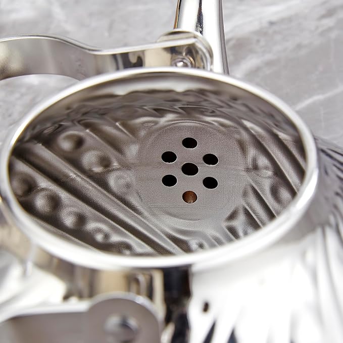 SANQIAHOME 2000ml stainless steel antique style teapot,with Infuser, thickened boiling kettle, lifting handle,Silver