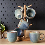 Load image into Gallery viewer, AmorArc 12oz Coffee Mugs, Ceramic Coffee Mugs set of 6 for Man, Woman, Dad, Mom, Modern Coffee Mugs with handle for Latte/Cappuccino/Milk/Cocoa. Dishwasher&amp;Microwave Safe, Ceylon Blue