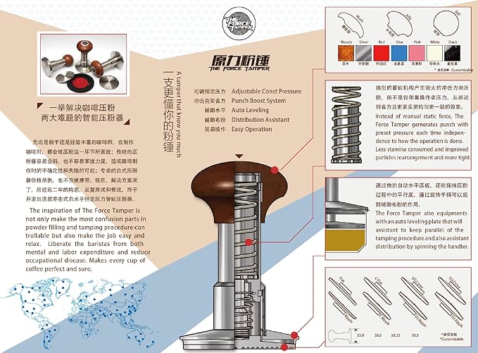 The Force Tamper Automatic Impact Coffee Tamper Adjustable Const Pressure and Autoleveling Extend Set New
