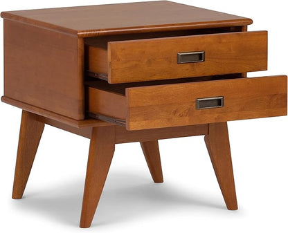 SIMPLIHOME Draper SOLID HARDWOOD 22 inch Wide Rectangle Mid Century Modern End Side Table in Teak Brown for the Living Room and Bedroom