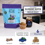 Load image into Gallery viewer, Stella Blue Cold Brew Coffee Bags, Blueberry Muffin, Medium Roast Ground Coffee, Smooth, Bold and Refreshing 100% Arabica, 6 Brew Packets, Makes 24 Cups, Rainforest Alliance Certified