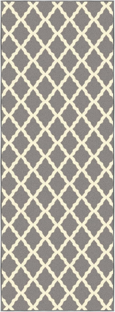 Ottomanson Hallway Runner Rug 2'2" x 6' Non Slip Trellis Area Rugs Easy to Clean Laundry Rug Runner Durable & Pet Friendly Floor Carpet Runners for Hallways Entryway Living Room Kitchen, Gray
