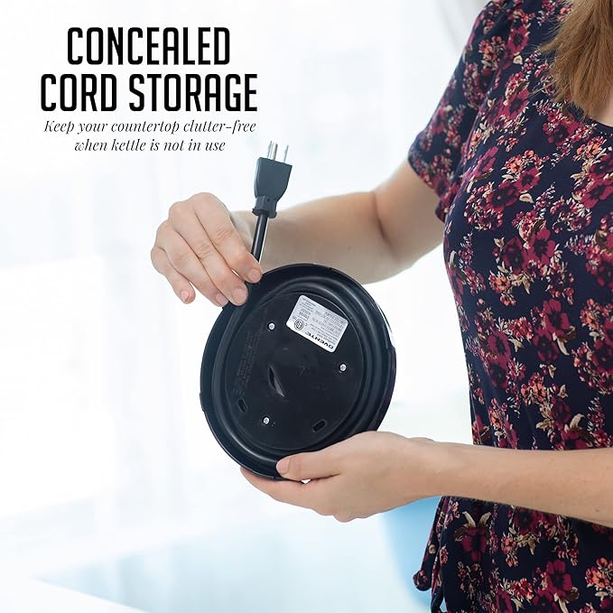 OVENTE Electric Kettle, 1.7L Double Wall Stainless Steel Insulated Water Boiler & Heater for Coffee or Tea, 1100W Fast Boiling with Auto Shut-Off, Boil-Dry Protection & Secure Locking Lid, Black KD64B