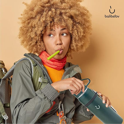 BALIBETOV Camping Thermal Flask for Mate - Vacuum Insulated With Double Stainless Steel Wall- A Mate Thermal FLask Specially Designed as Mate Argentino Kit that includes Bombilla and Mate Cup (Green)