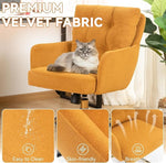 Load image into Gallery viewer, Flannel Office Chair, Comfy Home Office Desk Chairs with Lumbar Support, Modern Velvet Desk Chair Gold Legs Small Swivel Task Chair for Home Office, Bedroom, Study (Yellow, L)