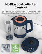 Load image into Gallery viewer, Vianté Electric Kettle With Infuser For Loose Leaf Tea. Hot Tea Maker With Temperature Control And Automatic Shut Off. Kettle With Brewing Programs. 1.5 Liters Capacity | Midnight Blue Color