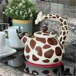 Load image into Gallery viewer, Trenton Gifts Giraffe Design Whistling Tea Kettle - Enamel on Steel Teakettle for Stove Top - Cute Kitchen Accessories - 2.1 Quart