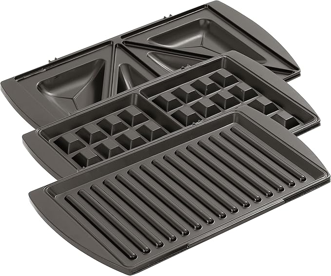 Salton 3-In-1 Pocket Sandwich Maker, Belgian Waffle Maker, and Electric Grill with Non-Stick Removable Dishwasher-Safe Plates, Indicator Lights, Cord Wrap and Upright Storage (SM1543)