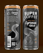 Load image into Gallery viewer, SUPER COFFEE Espresso, Iced Keto Coffee (0g Added Sugar, 10 Calories) [Triple Shot Black] 11 Fl Oz, 12 Pack | Cold Brew, Smart Coffee Drinks - SoyFree GlutenFree