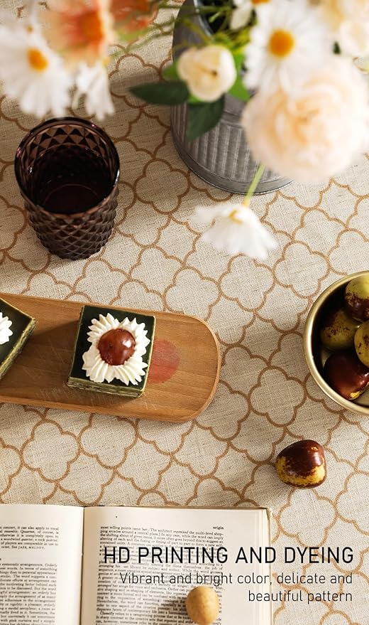 Designer Linen Floral Long Rectangular Tablecloth,Pale Yellow Farmhouse Indoor Table Cloth,Durable Decor Tablecloths for Dining Kitchen Thanksgiving Christmas,63"*94"-Chamonix A