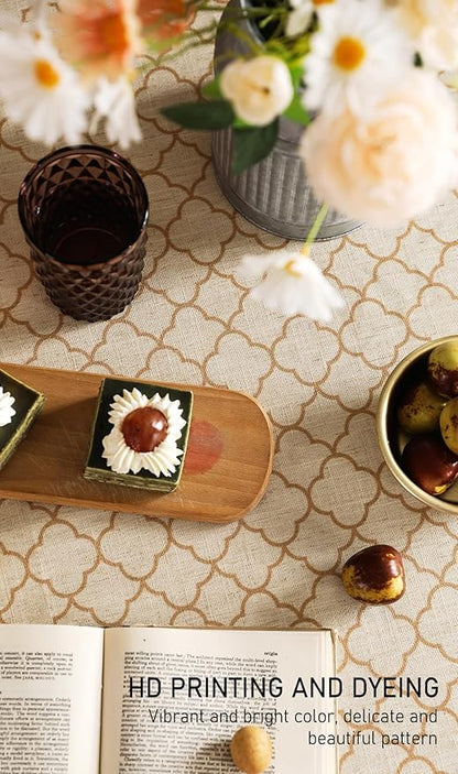 Designer Linen Floral Extra Long Rectangle Tablecloth,Pale Yellow Farmhouse Indoor Table Cloth,Durable Decor Tablecloths for Dining Kitchen Thanksgiving,67"*118"-Chamonix A