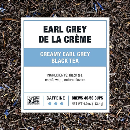 Tiesta Tea - Earl Grey de la Crème, Loose Leaf, Creamy Earl Grey Black Tea, Premium Blend, Caffeinated Black, Make Hot or Iced Brews Up to 50 Cups, 4 Ounce Refillable Tin