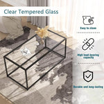 Load image into Gallery viewer, Glass Coffee Table, Modern Center Tables for Living Room, Black Rectangle Center Tea with Metal Frame, Clear Glass Top Coffee Table for Home, Office, Easy Assembly, 39.4 x 18.9 x 17.7, Black