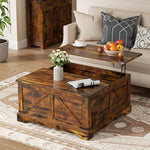 Load image into Gallery viewer, Coffee Table with Storage, 31.5" W Farmhouse Lift Top Wood Square Center Table with Charging Station, Rustic Cocktail Tables with Flip Top Lids for Living Room, Home Office, Rustic Brown