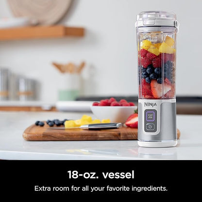 Ninja BC151WH Blast Portable Blender, Cordless, 18oz. Vessel, Personal Blender-for Shakes & Smoothies, BPA Free, Leakproof-Lid & Sip Spout, USB-C Rechargeable, Dishwasher Safe Parts, White