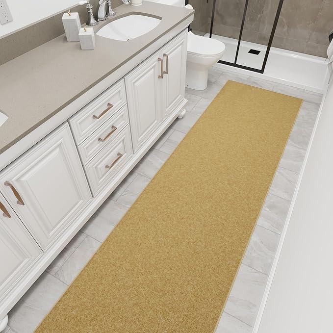 Ottomanson Hallway Runner Rug 2'7" x 9'10" Non Slip Solid Area Rugs Easy to Clean Laundry Rug Runner Durable & Pet Friendly Floor Carpet Runners for Hallways Entryway Living Room Kitchen, Beige