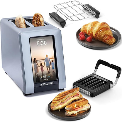 Revolution R180 Connect Plus Smart Toaster with Touchscreen (Bundle with Toastie Press & Warming Rack) Choose from 40+ Bread Types, 7 Browning Levels, & Toastie Press Mode