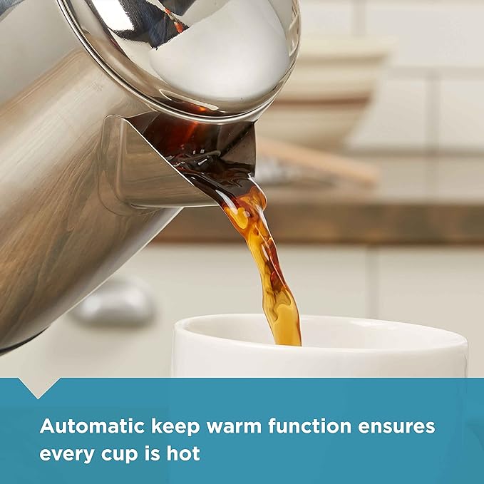 Farberware Electric Coffee Percolator, Stainless Steel Basket, Automatic Keep Warm, No-Drip Spout, 8 Cup