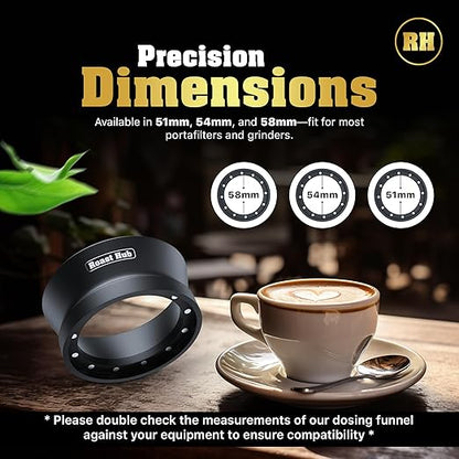 58mm Magnetic Dosing Funnel for Portafilter Espresso Machine ~ High Strength 12 Magnet Design ~ Fits Most Express Coffee Machines ~ Home Barista Espresso Portafilter Adapter ~ UK Brand